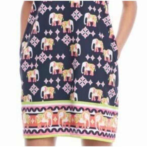 Crown & Ivy Dress 12P 12 P Pink Blue Green Elephants Stretch Sleeveless - Picture 4 of 12